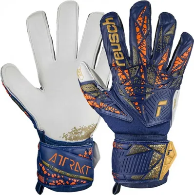 Produktbild von Reusch Attrakt Grip Torwarthandschuhe, blau/weiß/orange/gold, Gr 8