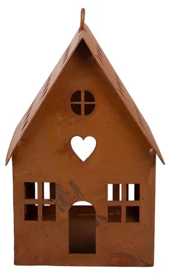 Immagine prodotto di Clayre & Eef, statuina decorativa "Casa", 12x12x18 cm, color marrone, metallo