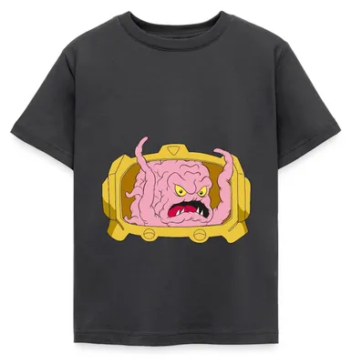 Produktbild von Spreadshirt Teenage Mutant Ninja Turtles Krang Bösewicht Kinder T-Shirt, 110/116 (5-6 Jahre), Dunkelgrau