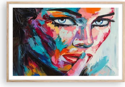 Produktbild von Gerahmtes Poster - Rahmen in heller Eiche - Mädchen Gesicht - 91,5x61 cm - Wand Bild - Wanddeko - Wandbilder - Kunstposter - Wandposter - Bilderrahmen - Bilder - Kunstdruck - Wandbild P2NAA91x61-3444