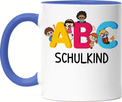 Produktbild von ABC Schulkind Tasse Blau Einschulungsgeschenk 1. Klasse Grundschule Geschenkidee
