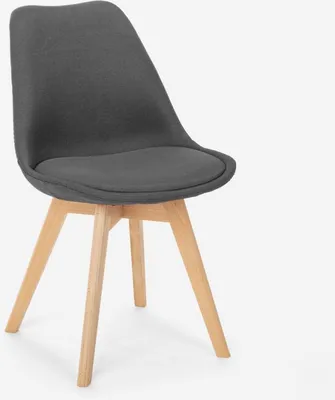 Image de Chaise design nordique en bois et tissu et coussin Cuisines Bars Restaurants Dolphin - Gris