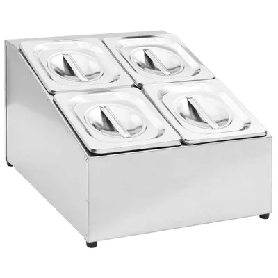 Image de vidaXL Support Gastronorm avec 4 récipients GN 1/6 Acier inoxydable