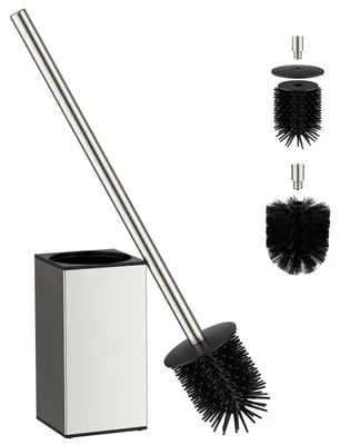 Productafbeelding van Toiletborstel – siliconen borstelkop – met roestvrijstalen houder – 45 cm