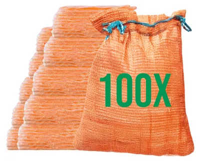 Produktbild von Bazko 100x Raschelsäcke 42x60 cm 15 kg | orange | Netzsäcke mit Zugband