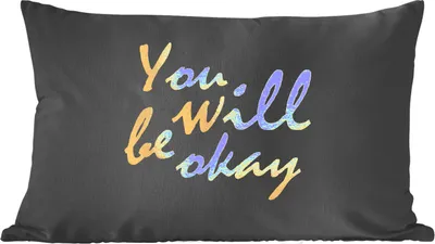 Produktbild von MuchoWow® Zierkissen Sofakissen Wohnzimmer Dekokissen 60x40 cm Zitat - Motivation - Gold - Schwarz - Kopfkissen - Polster mit Foto