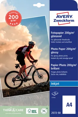 Produktbild von Avery Zweckform 2572-50 Everyday Inkjet Fotopapier, A4, einseitig beschichtet, 200 g/m², 50 Blatt