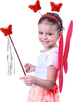 Produktbild von RAPPA Schmetterlingsflügel rot mit Stirnband und Zauberstab