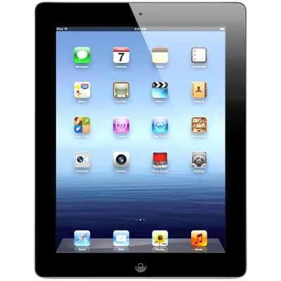 Produktbild von Apple iPadME406FD/A 24,6 cm (9,7 Zoll) (IPS-Technologie (In-Plane-Switching), Retina-Display) 128 GB Tablet-PC - Apple A6X Prozessor - Schwarz - iOS 6 - Multi-Touch 2048 x 1536 Display - Bluetooth - LED Hintergrundbeleuchtung - Slate