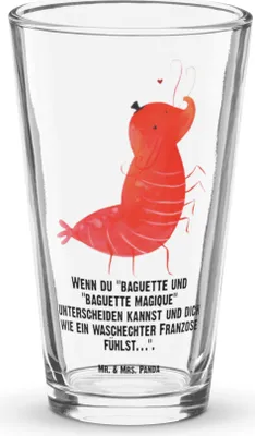 Produktbild von Mr. & Mrs. Panda Tumbler Garnele Franzose - Transparent - Geschenk, Bierglas, Cocktailglas, Französisch, Glas, Meer, Rührglas, Longdrinkglas, Krabbe
