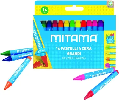Produktbild von Wachsmalstifte, 14 Farben, rund, MITAMA 62897