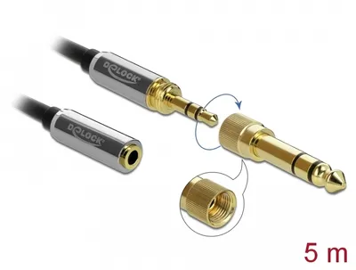 Produktbild von DeLOCK 85783, 3.5mm, Männlich, 3.5mm, Weiblich, 5 m, Schwarz, Grau