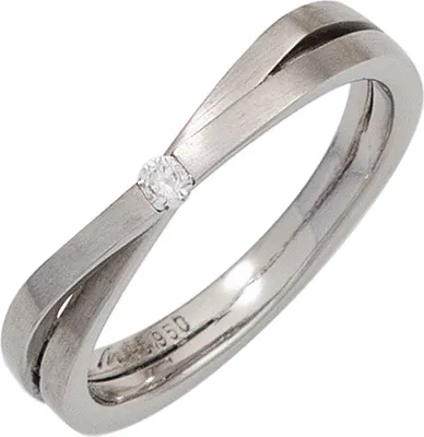 Produktbild von JOBO Damen Ring 950 Platin mattiert 1 Diamant Brillant 0,05ct. Platinring Größe 54