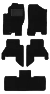 Image de Tapis de sol en moquette pour Nissan Pathfinder 2005-2010 (7 places) – jeu 4 pièces, noirs, sur mesure – Wielganizator LUX