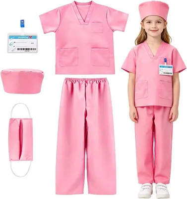 Imagen del producto de Conjunto de disfraces de médico infantil, de 5 piezas, que incluye un estetoscopio, para niños de 3 a 10 años, ideal para juegos de roles