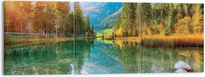 Produktbild von Bild auf Leinwand - Leinwandbild - 3 Teile - Landschaft Berge Morgendämmerung - 150x50cm - Wand Bild - Wanddeko - Wandbilder - Leinwanddruck - Bilder - Wanddekoration - Leinwand bilder - CA150x50-4456