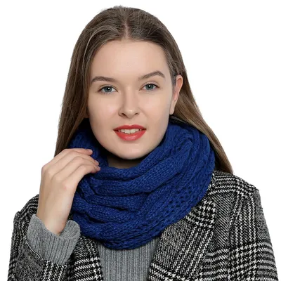 Produktbild von Damen Winter Schlauchschal warm und weich Strickmuster blau