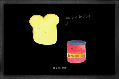 Produktbild von Mr. & Mrs. Panda fußmatte Toast Marmelade 50 x 75 cm - Schwarz - Geschenk, Küche Deko, Lustige Sprüche, Süß, Brot, Schuhabstreifer, Schmutzmatte, Türvorleger, Toastbrot