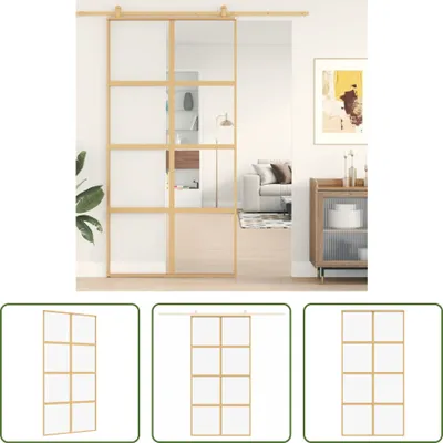 Produktbild von The Living Store Schiebetür Golden 102,5x205 cm ESG-Klarglas und Aluminium