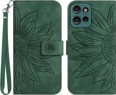 Produktbild von Motorola Moto G75 Hülle - Coverup Sonnenblume Klapphülle mit Schlüsselband - Grün