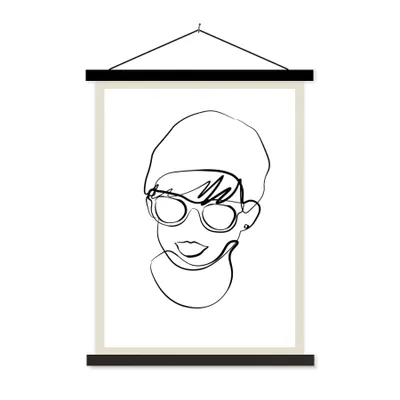 Produktbild von MuchoWow® Textilposter Frauen - Minimalismus - Linienkunst 120x160 cm mit schwarzem Rahmen - Magnetischer