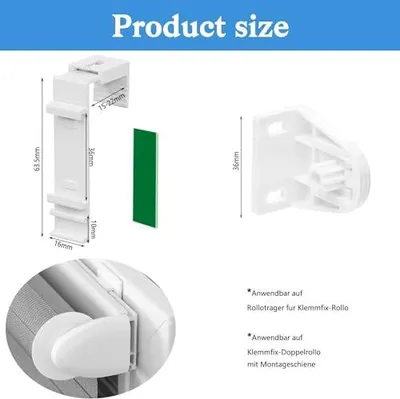 Produktbild von 8 STK. Klemmhalter lang für Klemmfix Doppelrollo Duo-Rollo zum Klemmen und Kleben ohne Bohren als Zubehör oder Ersatzteil für die Aufhängung am PVC-Fenster, Balkontür