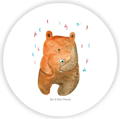 Produktbild von Mr. & Mrs. Panda magnet Bär Party - Weiß - Geschenk, für fotos, Geburtstagsgeschenk, Lustig, Mitbringsel, Teddy, Geburtstag, rundmagnet, Kühlschrankmagnet, kühlschrank