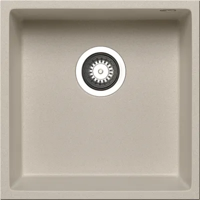 Produktbild von PYRAMIS Spüle TETRAGON 40x40 in BEIGE für die Unterbaumontage / Granitspüle / Steinspüle / Ausschnitt 400 x 400 mm