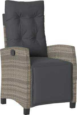 Produktbild von vidaXL Gartensessel mit Fußteil Verstellbar Grau Poly Rattan