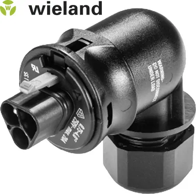 Produktbild von Wieland Stecker RST20I3S S1 YR1 V SW gewinkelt 90° für Balkonkraftwerk Wieland Steckverbinder Mini-PV