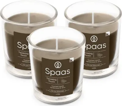 Produktbild von Spaas Duftkerze in transparentem Glas – Twinkling Touch – Khaki – ca. 25 Std.