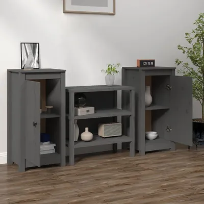 Immagine prodotto di Credenze 2 pz. Grigio 40x35x80 cm in legno di pino massiccio