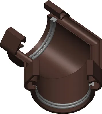 Produktbild von Dachrinne Halbrund 60mm Einzelteile | Außenecke Innenecke Winkel 135° 8-Eck Braun | Kunststoff PVC Fallrohr DN60 | Gartenhaus Carport Terasse