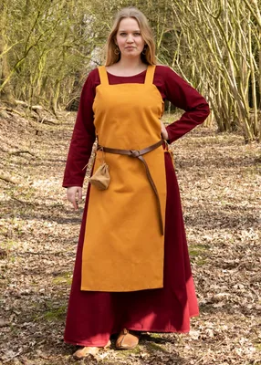 Produktbild von Wikinger Überkleid, Trägerkleid Tinna, senfgelb - Baumwolle - Mittelalter LARP Kleid Wikingerkleid Mittelalterkleid Mitt Größe: L/XL