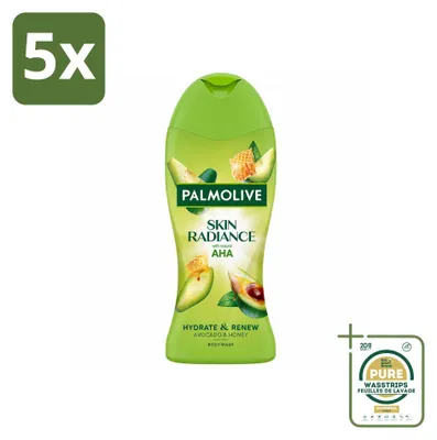 Productafbeelding van 5 x Palmolive Douchegel Skin Radiance Avocado & Honing - 250 ml - Voordeelverpakking - 5 stuks