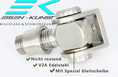 Produktbild von UHRIG Torband Edelstahl M20 V2A Stahl Scharnier, Einstellbares Torscharnier, Anschweißband z.B. für Gartentor.