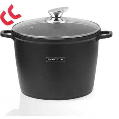 Image de Royalty Line RL-AD24M : Cocotte à revêtement en marbre avec couvercle en verre - 24 cm