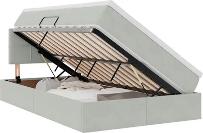 Obrázok produktu pre vidaXL LED posteľ s úložným priestorom a matracom, svetlošedá, 120 x 190 cm, zamatová