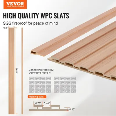 Immagine prodotto di Pannelli acustici in legno a doghe 8 pezzi 96 x 6 pollici WPC per pareti moderne in legno di frassino