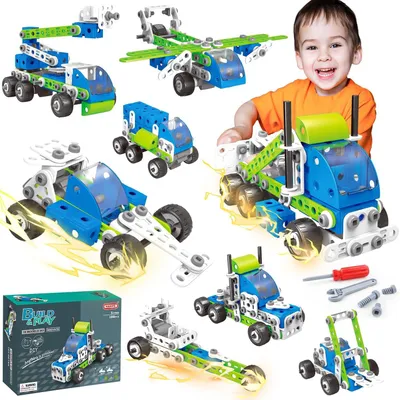 Produktbild von Konstruktionsspielzeug Geschenke fuer Kinder, STEM Gebaeude Kit Bausteine Spielzeug fuer Jungen und Maedchen Baukasten Paedagogische Lernspielzeug ab 4,5,6,7,8,9,10 Jahre,Gruen