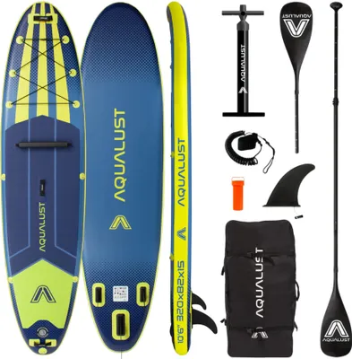 Produktbild von AQUALUST 10.6 iSUP Board Stand Up Paddle Surfboard aufblasbar Komplettset 320cm iSUP - Inhalt: Boardset+Kajakpaddel