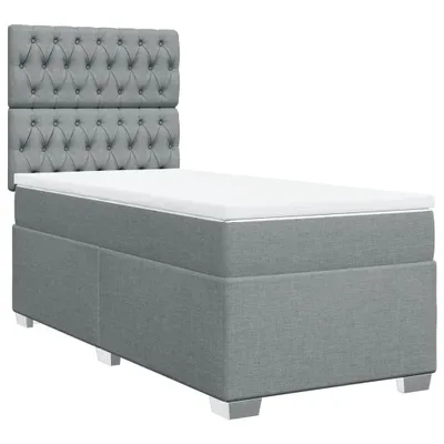 Produktbild von Boxspringbett mit Matratze Hellgrau 90x200 cm Stoff
