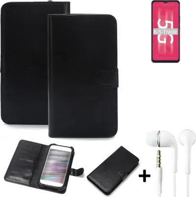 Produktbild von K-S-Trade Wallet Case Handyhülle kompatibel mit ZTE Blade 20 5G Schutzhülle Flip cover Flipstyle Tasche Hülle Flipcover Slim Bumper schwarz + in