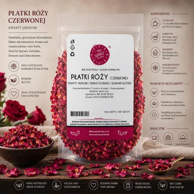 Immagine prodotto di Petali di rosa essiccati 50 g Fiori commestibili Petali di rosa
