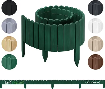 Zdjęcie produktu dla be4nature Elastyczna drewniana obrzeża rabat 10 x 200 cm Ciemnozielona Impregnowana rollborder – obrzeża rabat i krawędzi trawnika