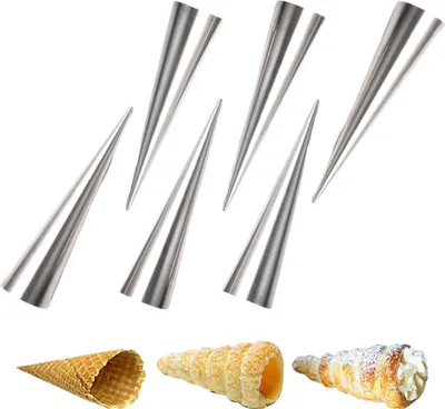 Produktbild von 6Pcs Antihaft-Creme Horn Formen, 5,5 Zoll Große Edelstahl-Creme Horn Form Für DIY Kochen Dänischen Gebäck Lady Lock Form, Creme Rolle