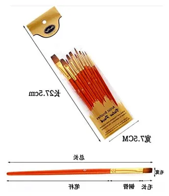 Produktbild von 10-teiliges Set Nylonhaarpinsel für Künstler mit Holzgriff