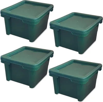 Produktbild von 4er Set Drehstapelbox Multibox Lagerbox Aufbewahrung Kiste Farbe grün 20 L mit Deckel