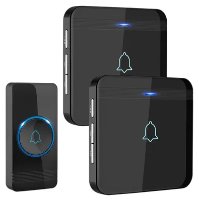 Immagine prodotto di Campanello wireless - 2 ricevitori - 400 m di portata - IP55 - Nero
