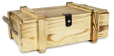 Produktbild von 2-teiliges Geflammtes Holz-Weinkiste mit Holzwolle